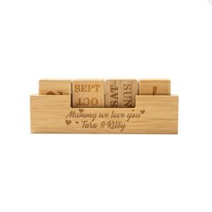 Custom Engraved Bamboo Table Calendar - Image 3