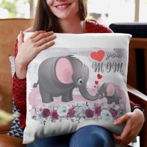 Express Your Love with a Personalised Cushion Cover, Featuring Adorable Baby Elephant and Mom Elephant - Image 7