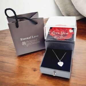 Rose Gift Box with Sterling Silver Heart Necklace - Image 4
