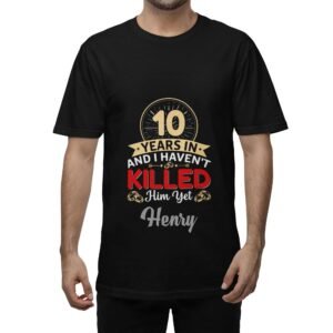 Personalised Black Cotton T-Shirt – Wedding Anniversary Gift - Image 4