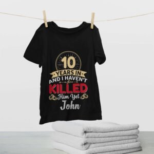 Personalised Black Cotton T-Shirt – Wedding Anniversary Gift - Image 5