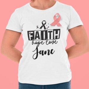 Personalised Ladies' Cotton Comfort Breast Cancer White T-Shirt - Image 9