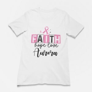 Personalised Ladies' Cotton Comfort Breast Cancer White T-Shirt - Image 4