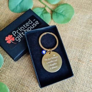 Hamsa Hand Gold Round Keyring with Charms - Image 8