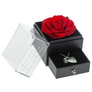 Personalised Engraved Pendant with Real Preserved Rose Gift Box - Image 4