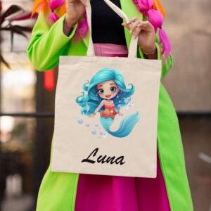 Mermaiden Printed Personalised Tote Bag - Image 5