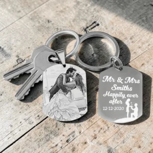 Photo & Text Engraved Tag Keyring - Image 8