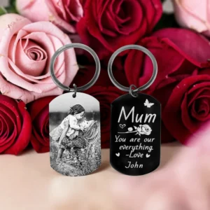 Photo & Text Engraved Tag Keyring - Image 3